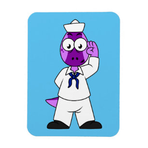 A Pachycephalosaurus Dinosaur Navy Sailor. Magnet