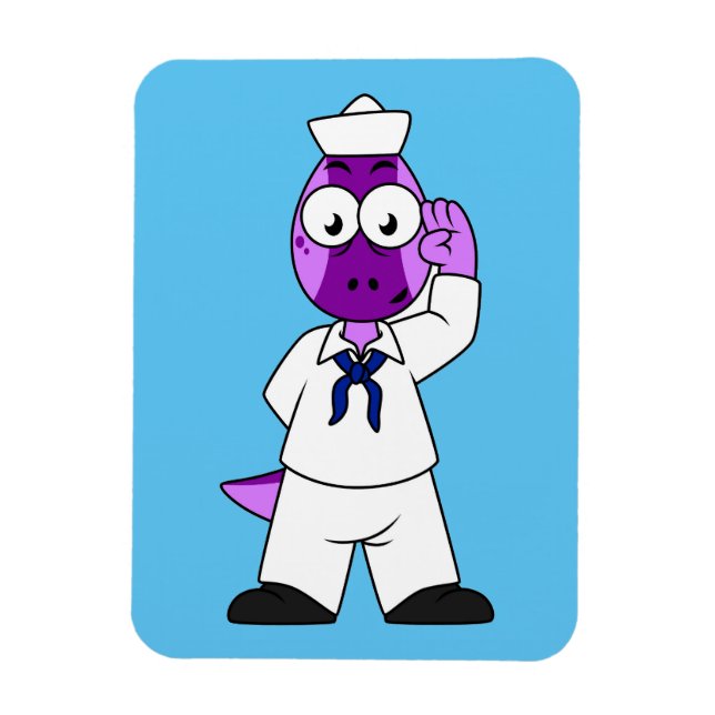 A Pachycephalosaurus Dinosaur Navy Sailor. Magnet (Vertical)