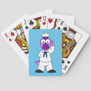 A Pachycephalosaurus Dinosaur Navy Sailor. Playing Cards