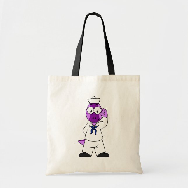 A Pachycephalosaurus Dinosaur Navy Sailor. Tote Bag (Front)