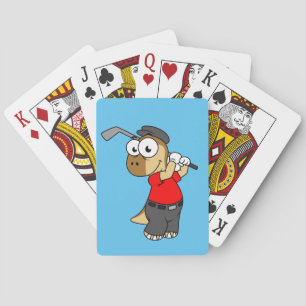 A Pachycephalosaurus Dinosaur Playing Golf. Cards