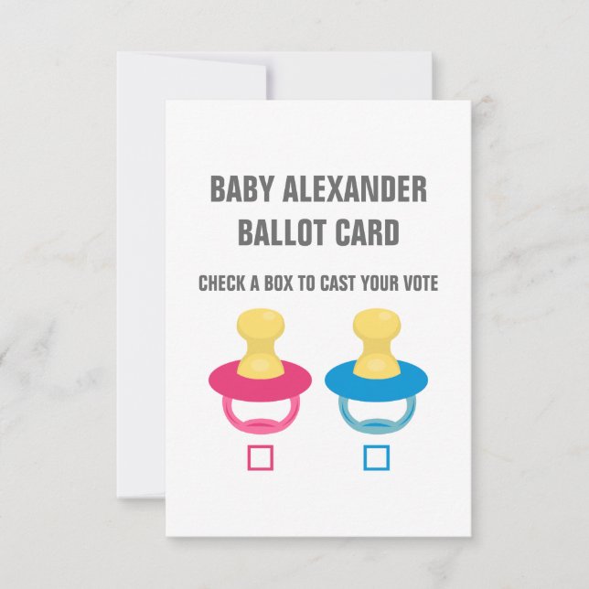 A PACIFIER REVEAL VOTING BALLOT INVITATION (Front)