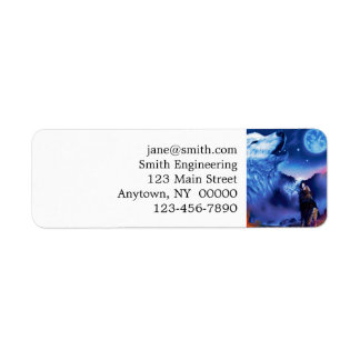 A pack of wolves on a dark night return address label