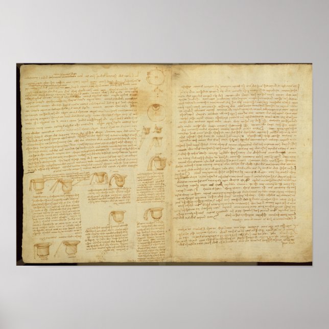 A page from the Codex Leicester, 1508-12 Poster (Front)