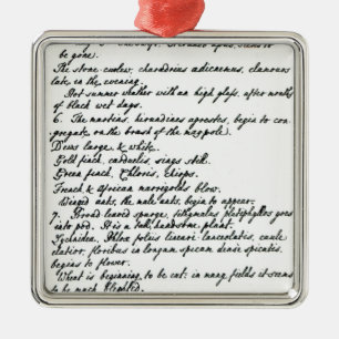 A page from the diary of Rev. James Woodforde Metal Ornament