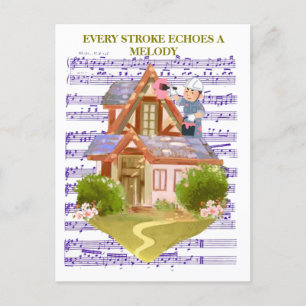 A PAINTER MUSIC LANDSCAPE Postcard