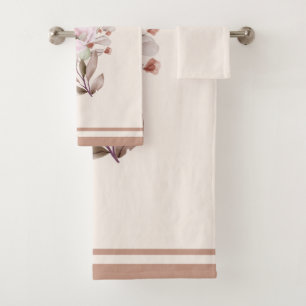 A Painting floral & leaves in Seamless pattern Bath Towel Set