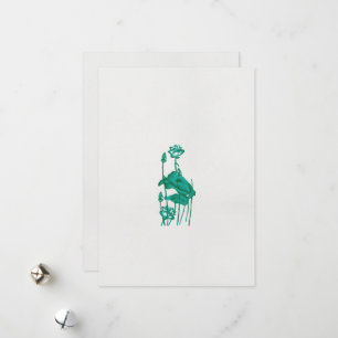 a painting of a flower and a fish on a black backg holiday card