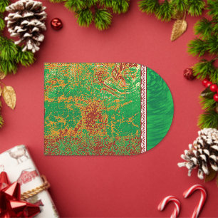 a painting of a green field with an orange border acrylic invitations