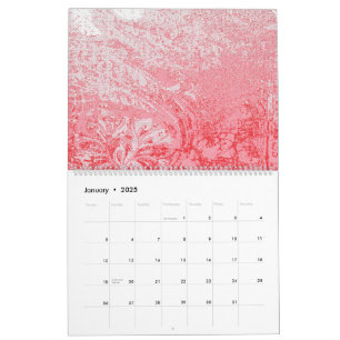 a painting of a red sky with trees calendar