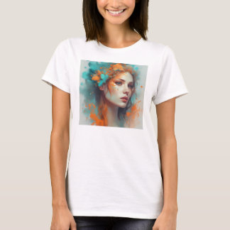 a painting of a woman, fantasy art T-shirt