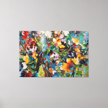 a painting of flowers on a canvas