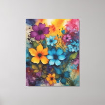 a painting of flowers on a colourful vintage
