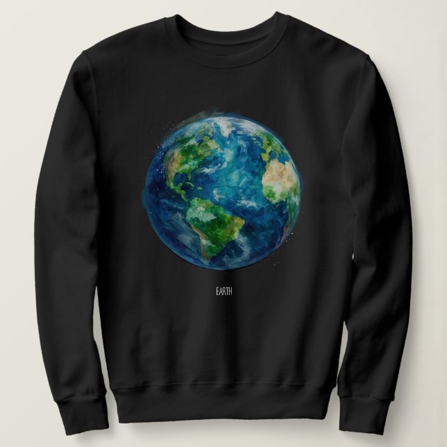 A painting of the earth in a space sweatshirt (Design Front)
