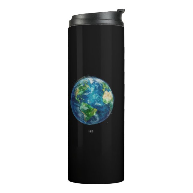 A painting of the earth in a space thermal tumbler (Rotated Left)