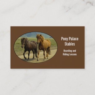 A Pair of Brown Icelandic Ponies Business Card