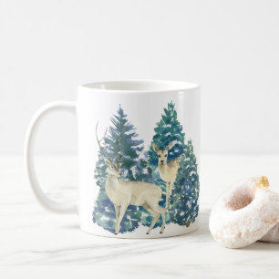 A Pair Of Deer In The Winter Forest Coffee Mug