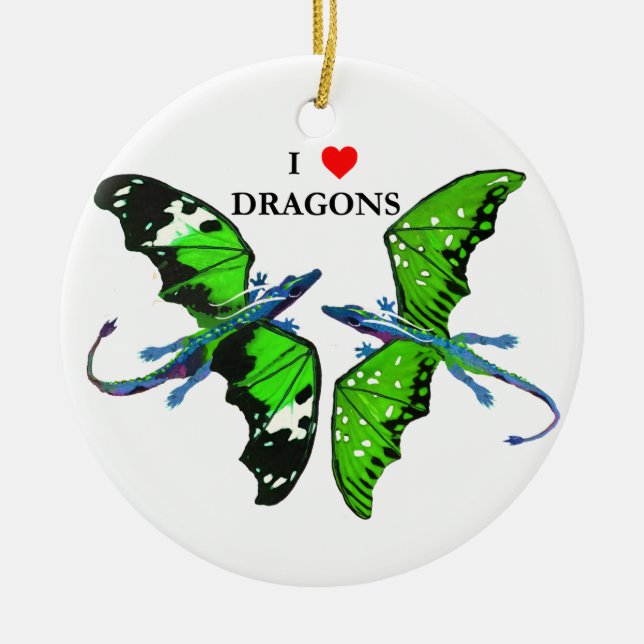 A Pair of Dragons Ceramic Tree Decoration (Front)