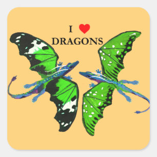 A Pair of Dragons Square Sticker