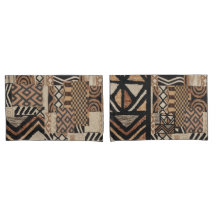 a pair of earthy and tribal pillowcases
