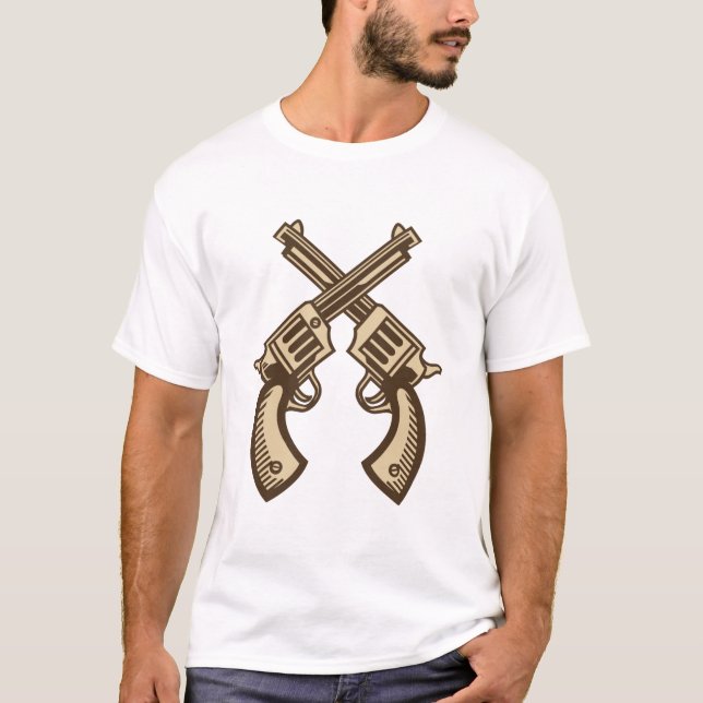 A pair of guns with two crossed guns Unisex shirts (Front)