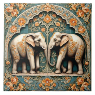 A Pair of Pachyderms Ceramic Tile