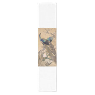 A Pair of Peacocks in Spring by Imao Keinen Short Table Runner