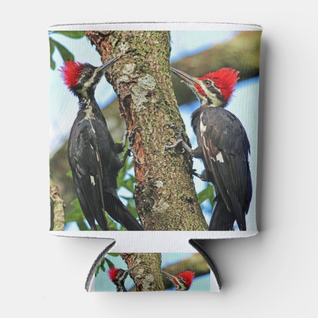 A Pair of Pileated Woodpeckers Can Cooler (Front)