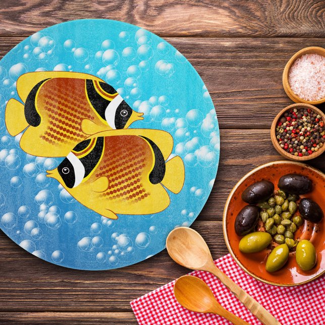 A Pair of Racoon Butterflyfish in Bubbly Water Cutting Board (Creator Uploaded)