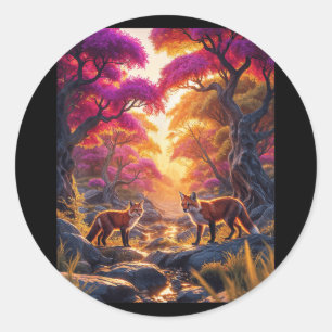 A Pair Of Red Foxes  Classic Round Sticker