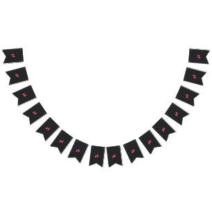 a pair of red leaves on a black background bunting