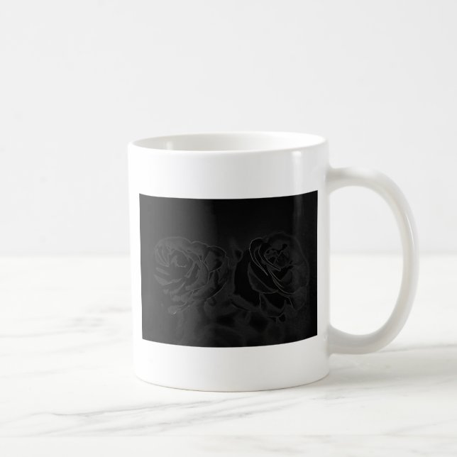 A pair of roses in black coffee mug (Right)