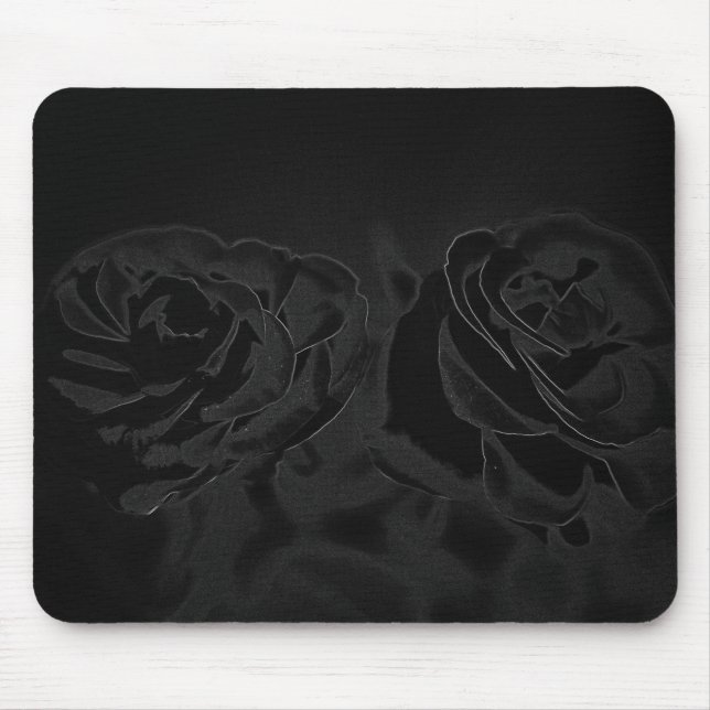 A pair of roses in black mouse pad (Front)