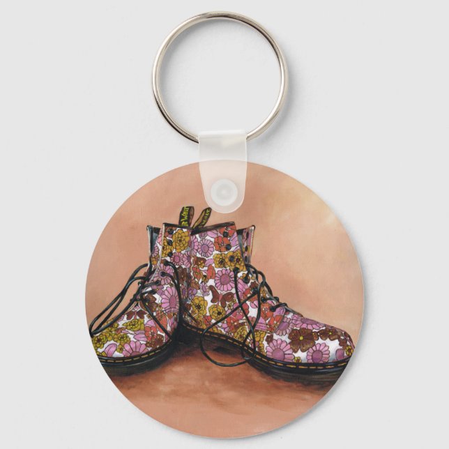 A Pair of Treasured Flowery Boots Key Ring (Front)