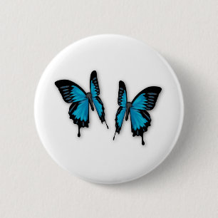 A Pair of Tropical Blue Butterflies 6 Cm Round Badge