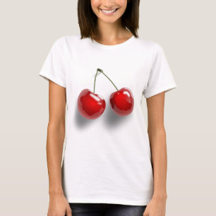 A Pair of Two Red Shinny Cherries on their Stem T-Shirt