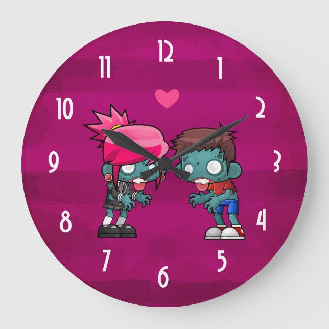 A Pair of Zombies in Love Large Clock (Front)