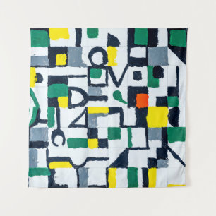 A Palette Knife Painting; Abstract Grid Painting;  Tapestry