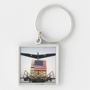 A pallet containing humanitarian relief supplie key ring
