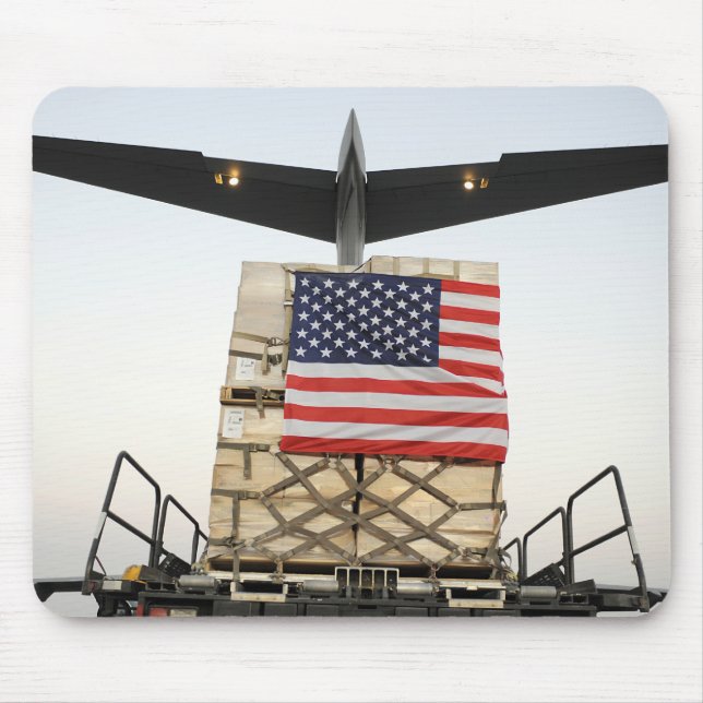 A pallet containing humanitarian relief supplie mouse pad (Front)