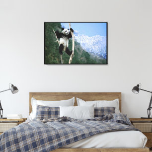 A Panda In a tree Wrapped Canvas Print