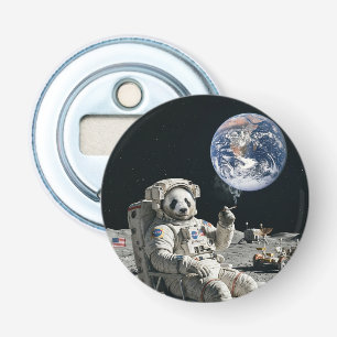 A panda smoking a cigarette on the moon bottle opener