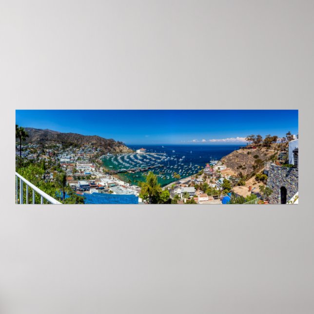 A Panorama of Avalon on Catalina Island Poster (Front)