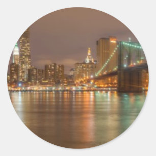 A panorama of the New York City skyline Classic Round Sticker