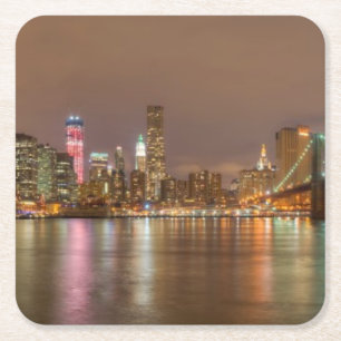 A panorama of the New York City skyline Square Paper Coaster