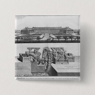 A paper mill 15 cm square badge