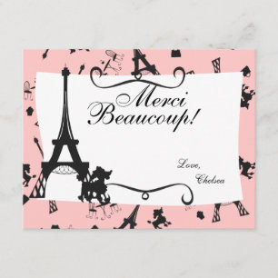A Parisian Party thank you note in Pink Card