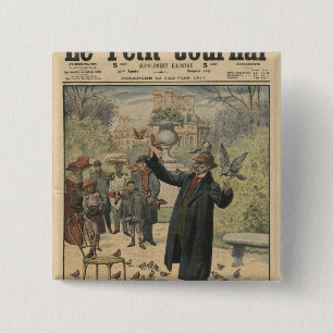 A Parisian type, the bird charmer of the 15 Cm Square Badge