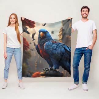 A Parrot Among Ravens Fleece Blanket