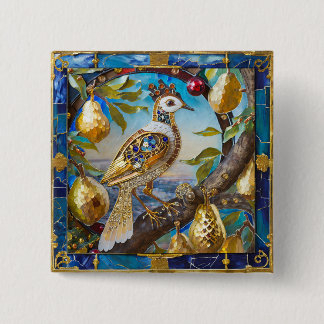 A Partridge in a Pear Tree 15 Cm Square Badge